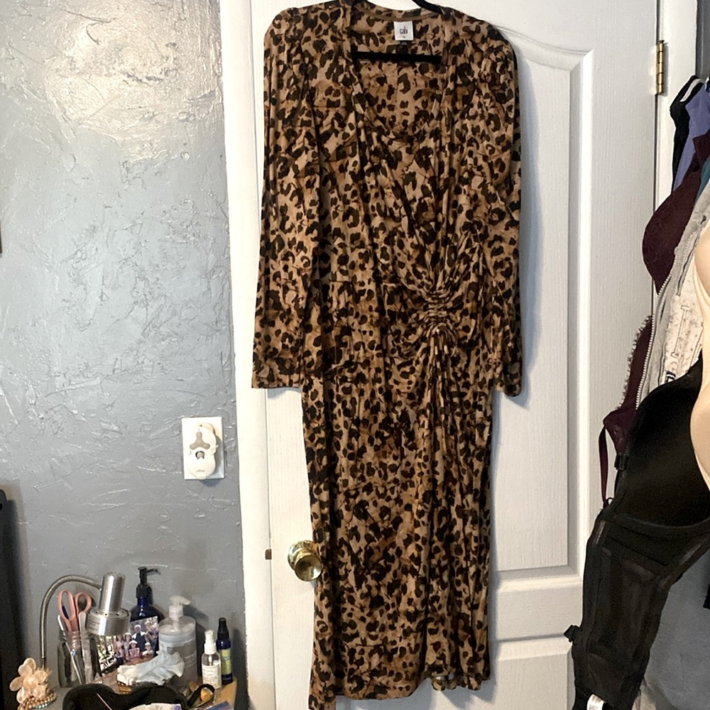 Cabi Side Cinched Leopard Dress. NEVER BEEN WORN